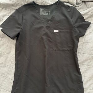 Figs Black Scrub Top